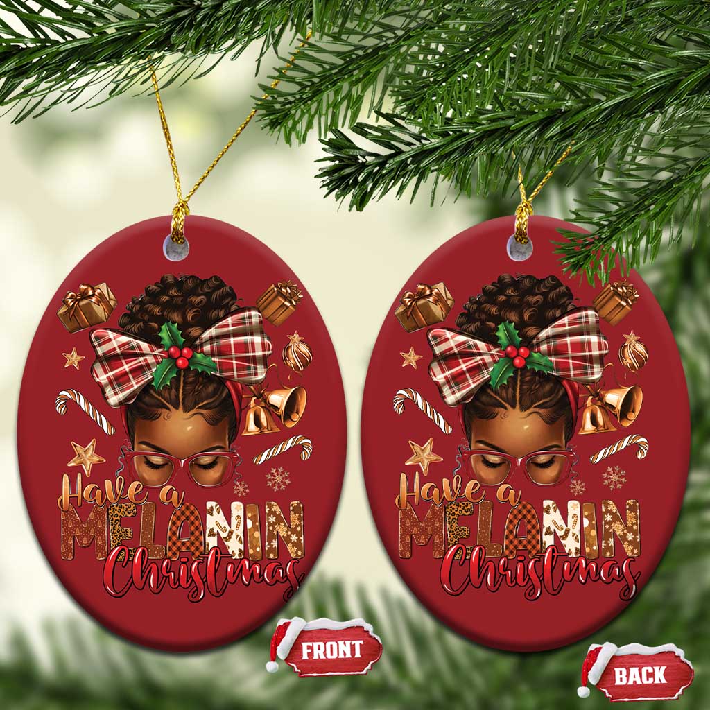 Have A Melanin Xmas African American Girl Xmas Christmas Ornament TS11