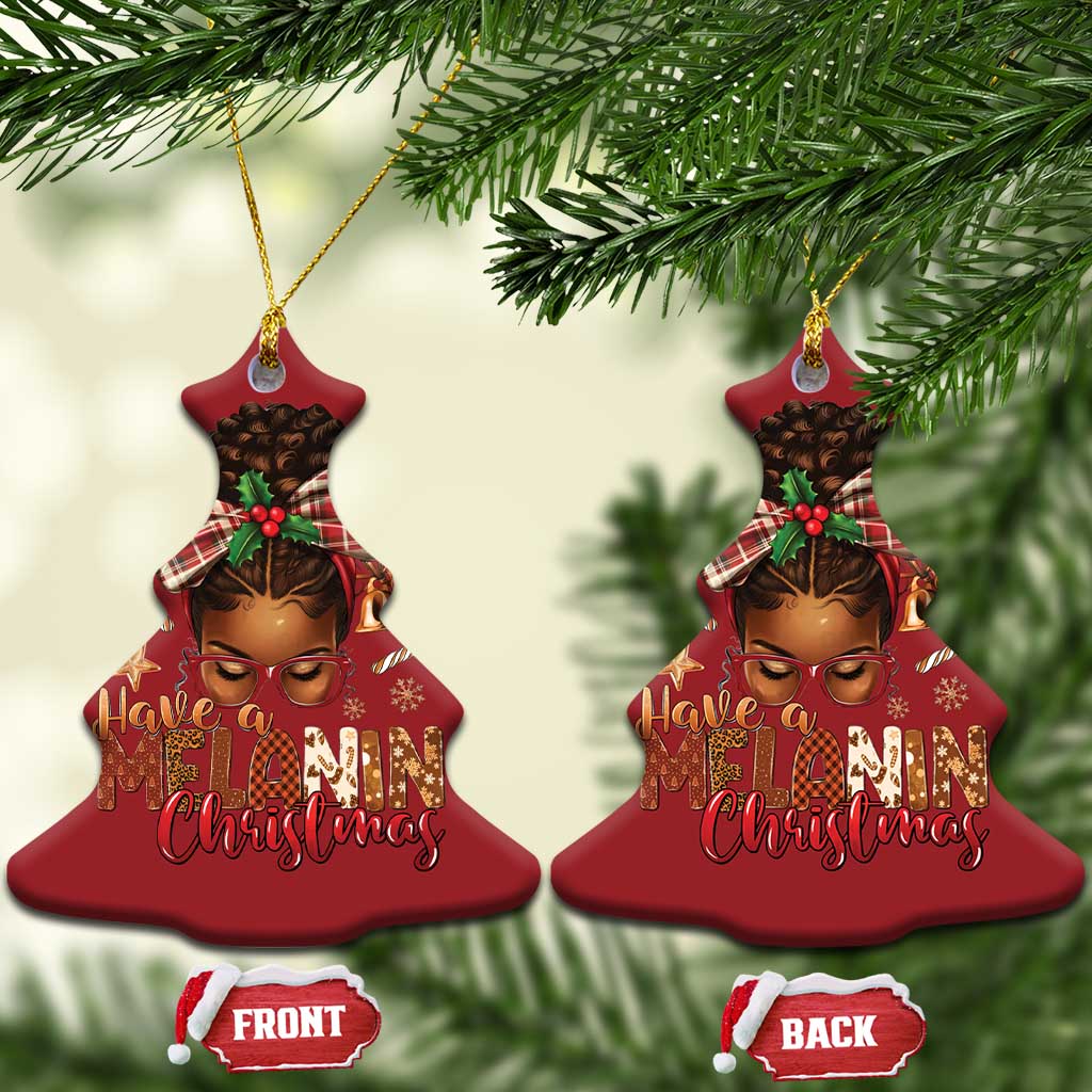 Have A Melanin Xmas African American Girl Xmas Christmas Ornament TS11