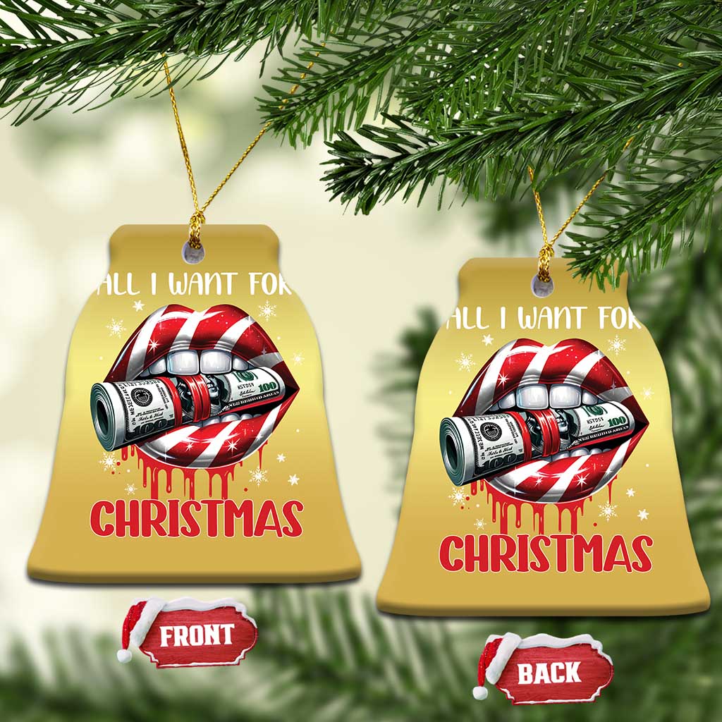 Funny All I Want For Xmas Is Money Christmas Ornament Candy Cane Lips TS11