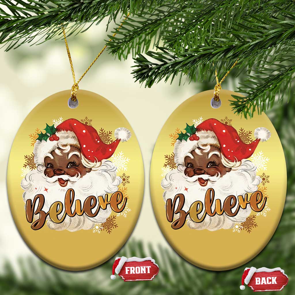 Funny Retro Black Santa Xmas Christmas Ornament Believe African American Xmas TS11