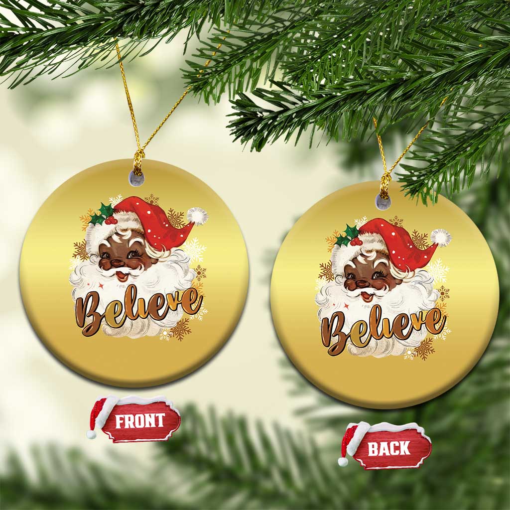 Funny Retro Black Santa Xmas Christmas Ornament Believe African American Xmas TS11