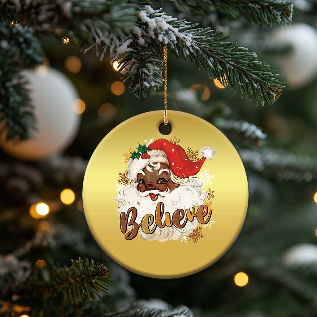 Funny Retro Black Santa Xmas Christmas Ornament Believe African American Xmas TS11