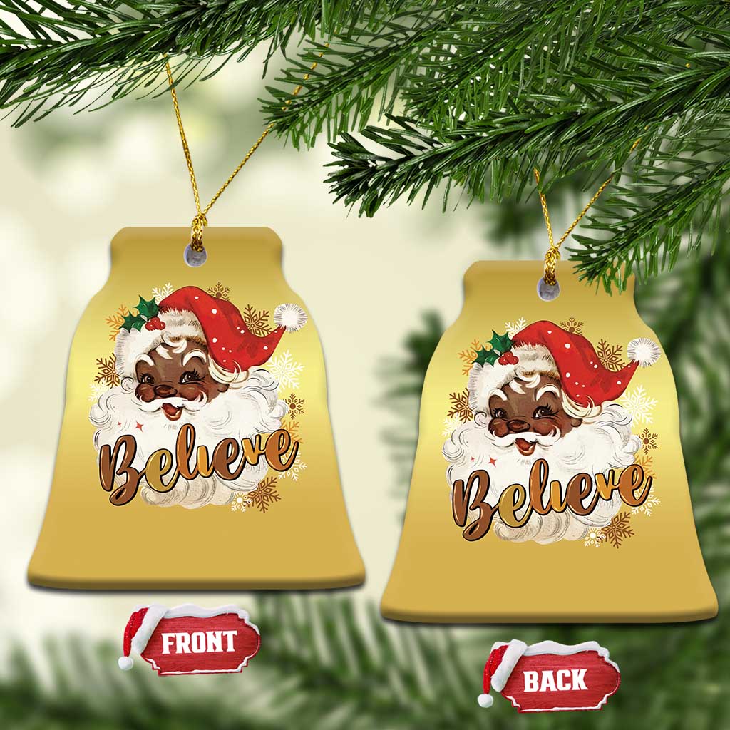 Funny Retro Black Santa Xmas Christmas Ornament Believe African American Xmas TS11