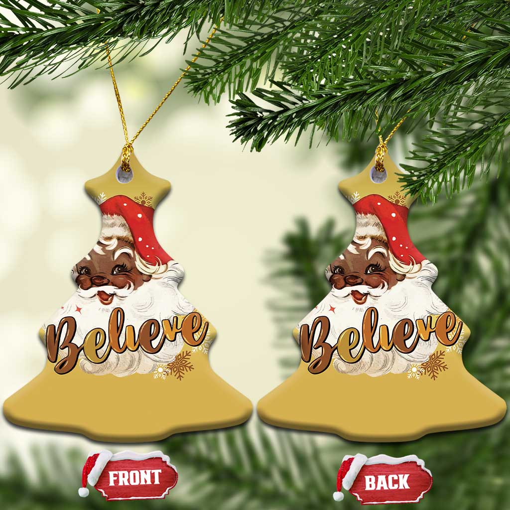 Funny Retro Black Santa Xmas Christmas Ornament Believe African American Xmas TS11