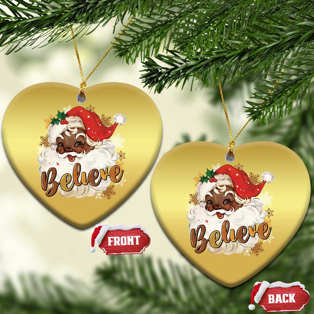 Funny Retro Black Santa Xmas Christmas Ornament Believe African American Xmas TS11