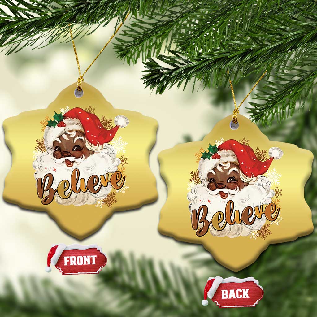 Funny Retro Black Santa Xmas Christmas Ornament Believe African American Xmas TS11