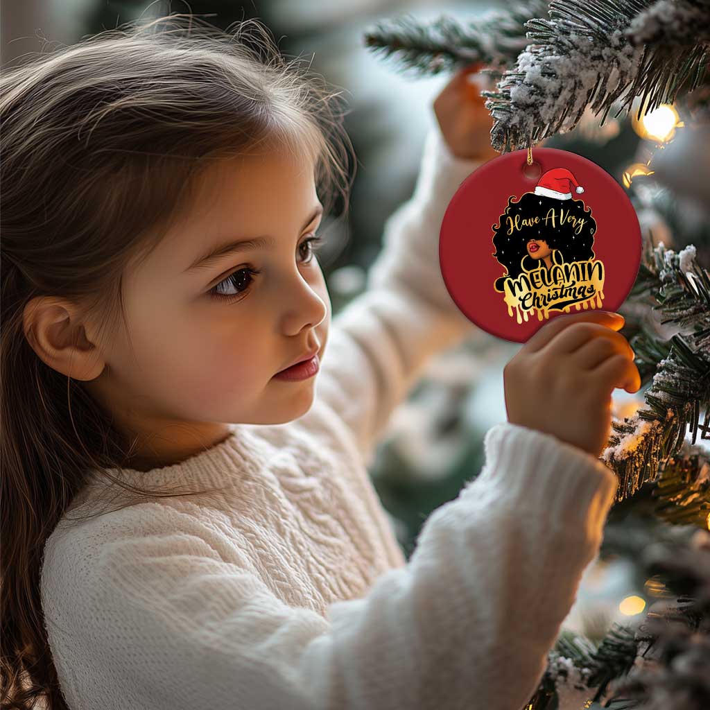 Have A Melanin Xmas African American Santa Girl Xmas Christmas Ornament TS11