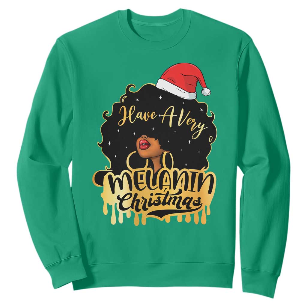 Have A Melanin Christmas African American Santa Girl Sweatshirt TS11