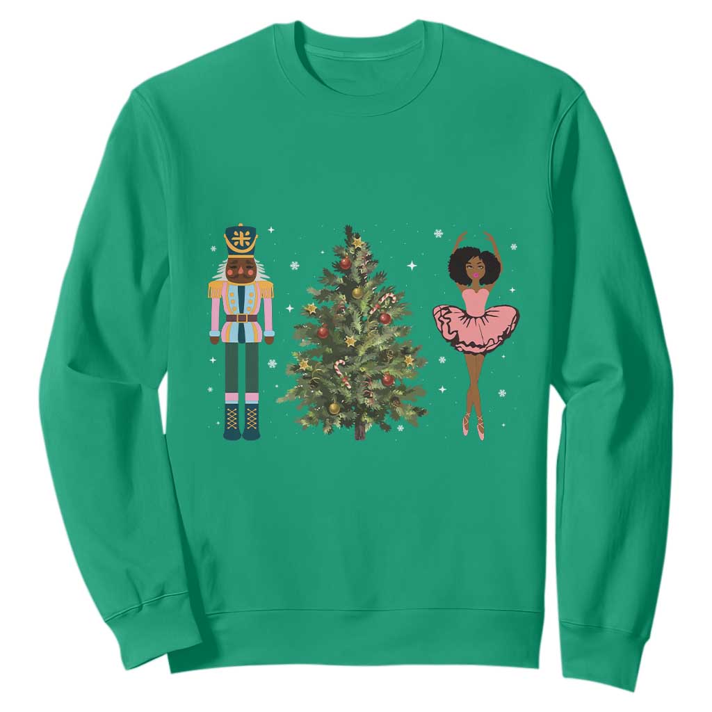 Funny Black Ballerina Afro Nutcracker African American Christmas Sweatshirt TS11