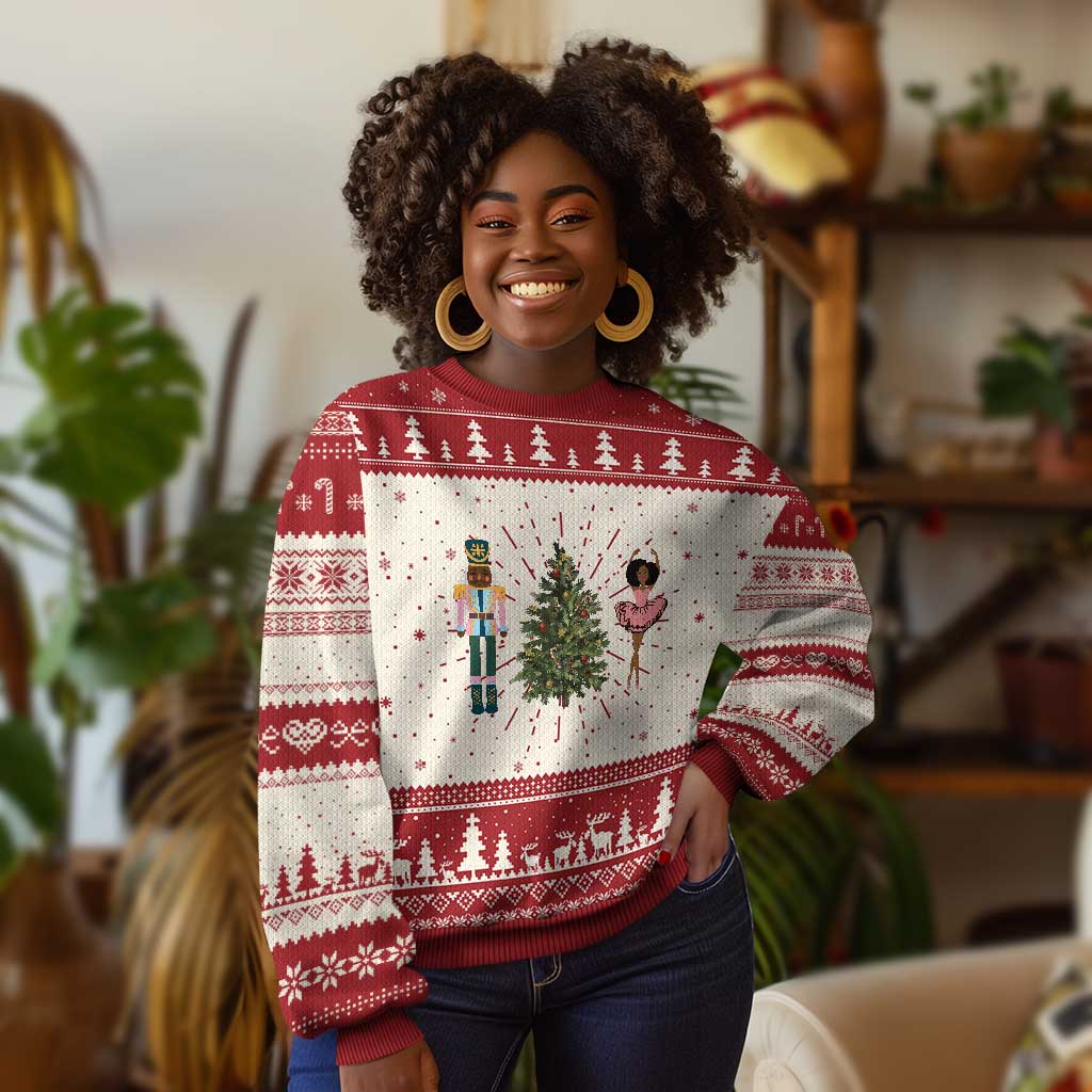 Funny Black Ballerina Afro Nutcracker Xmas African American Ugly Christmas Sweater TS11