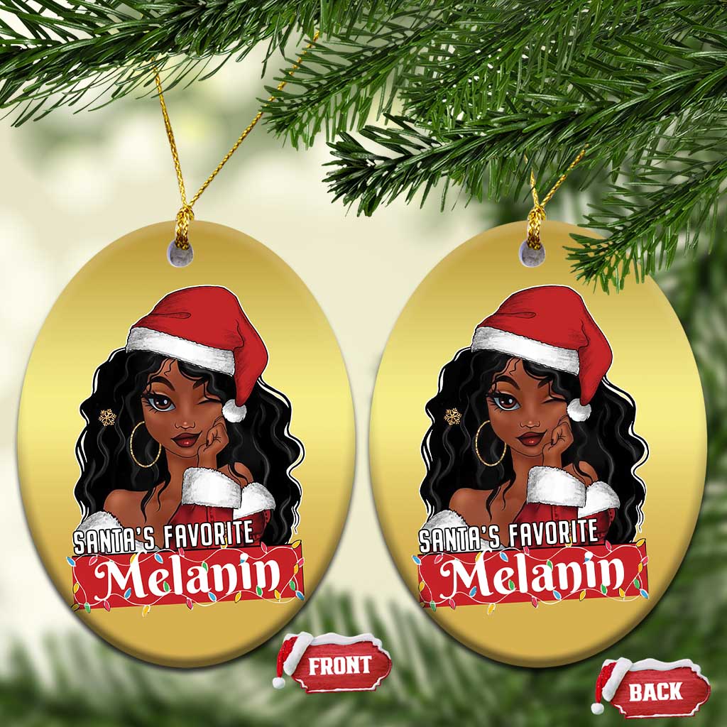 African American Xmas Christmas Ornament Santa's Favorite Melanin Santa Girl TS11