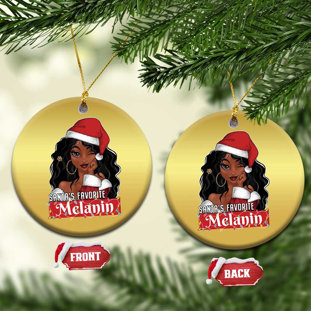African American Xmas Christmas Ornament Santa's Favorite Melanin Santa Girl TS11