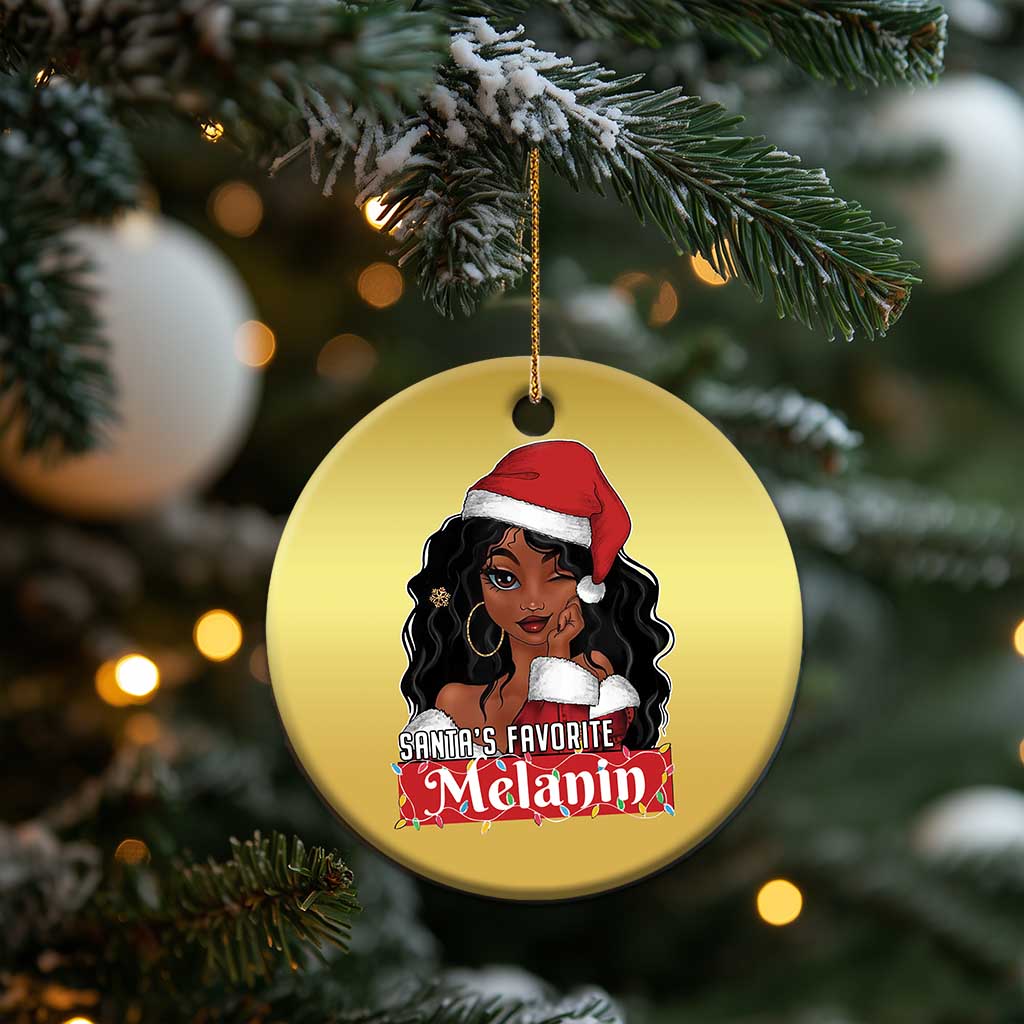 African American Xmas Christmas Ornament Santa's Favorite Melanin Santa Girl TS11