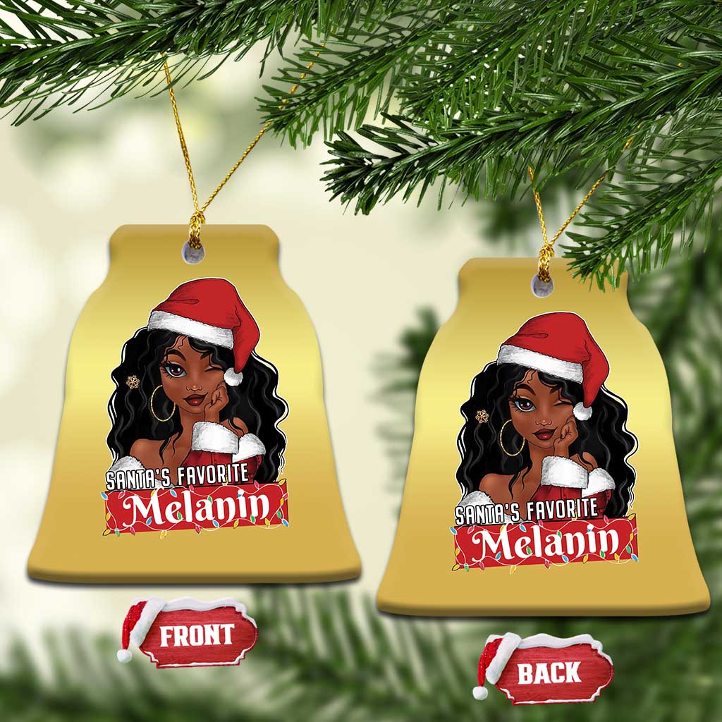 African American Xmas Christmas Ornament Santa's Favorite Melanin Santa Girl TS11