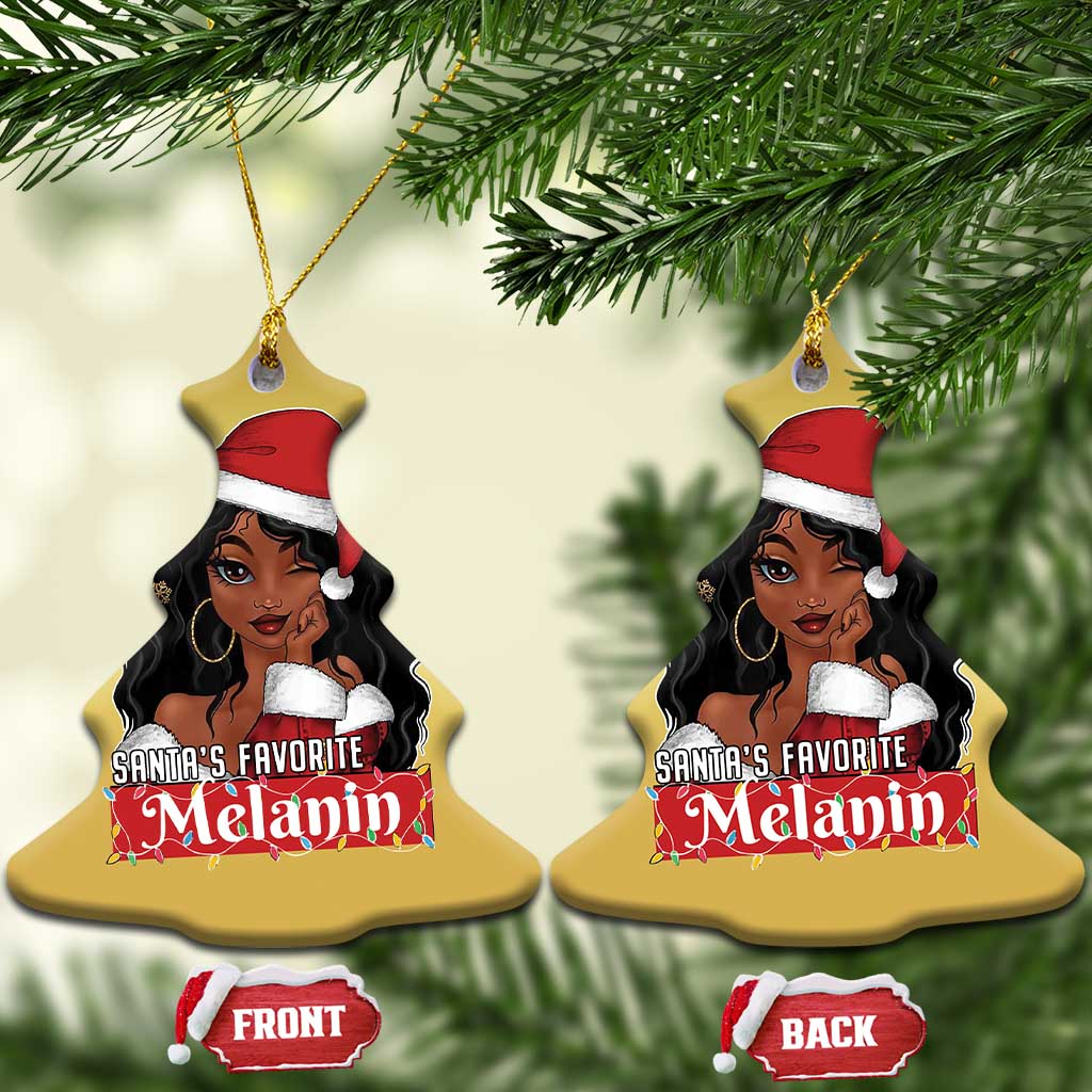 African American Xmas Christmas Ornament Santa's Favorite Melanin Santa Girl TS11