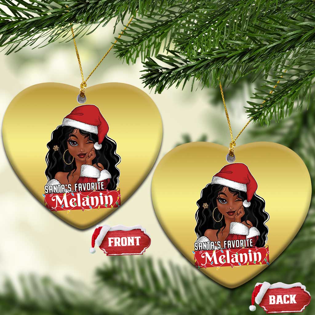 African American Xmas Christmas Ornament Santa's Favorite Melanin Santa Girl TS11