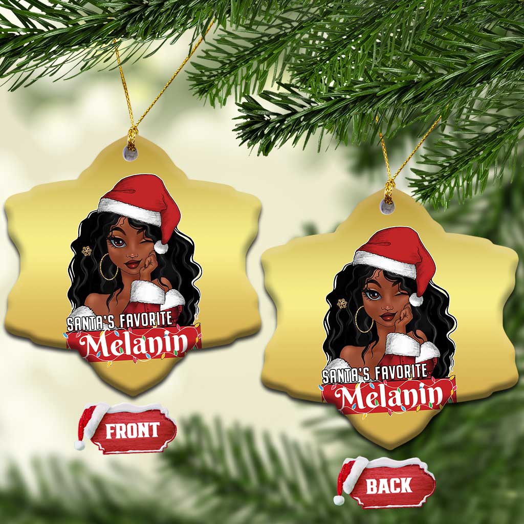 African American Xmas Christmas Ornament Santa's Favorite Melanin Santa Girl TS11