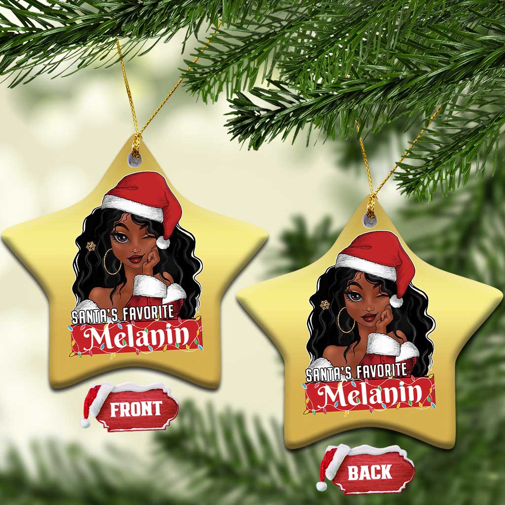 African American Xmas Christmas Ornament Santa's Favorite Melanin Santa Girl TS11