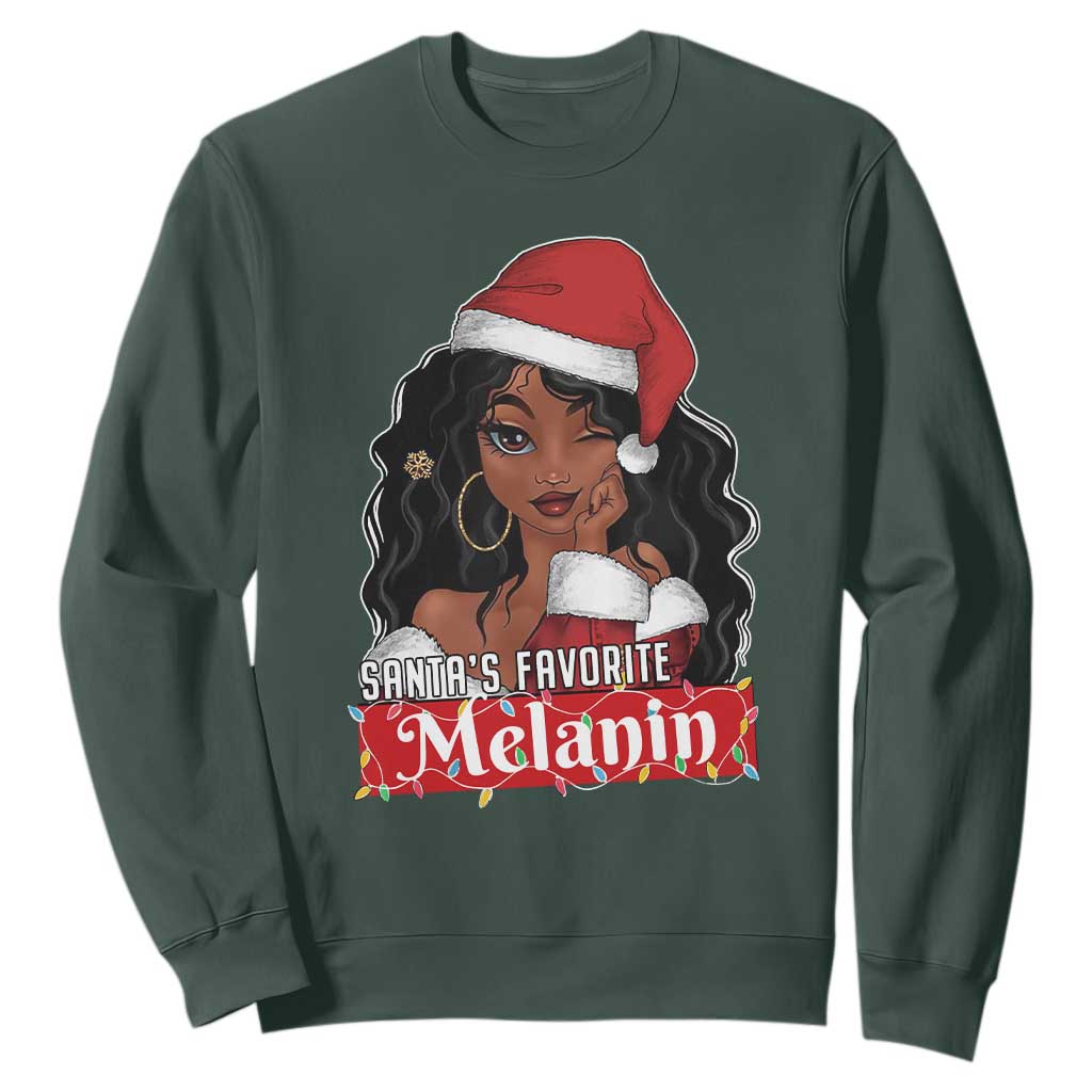 African American Christmas Sweatshirt Santa's Favorite Melanin Black Santa Girl TS11