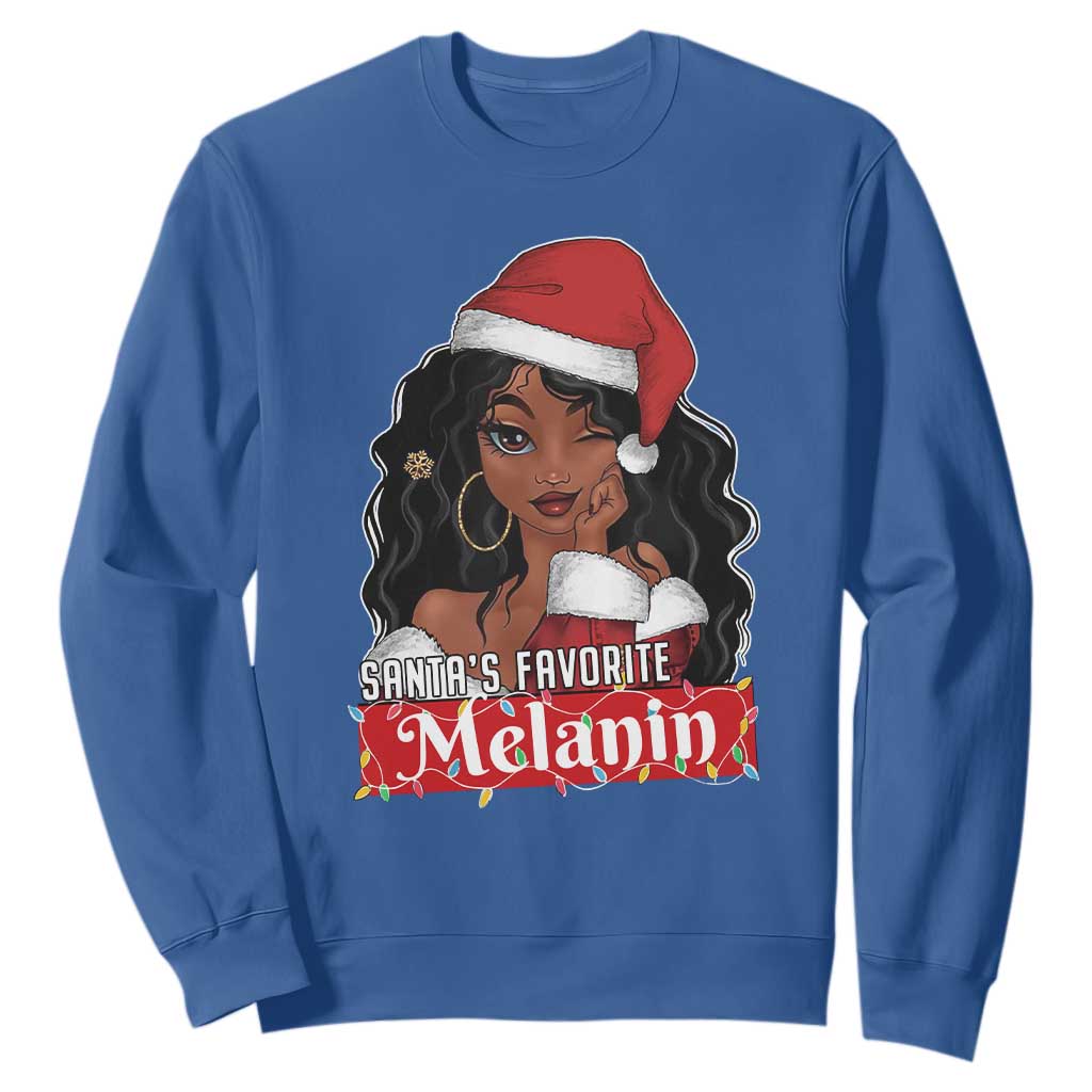 African American Christmas Sweatshirt Santa's Favorite Melanin Black Santa Girl TS11