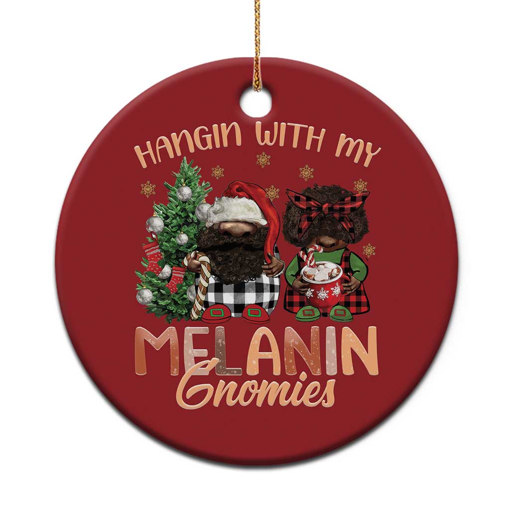 Funny African American Xmas Christmas Ornament Hangin With My Melanin Gnomies Afro Gnomes TS11