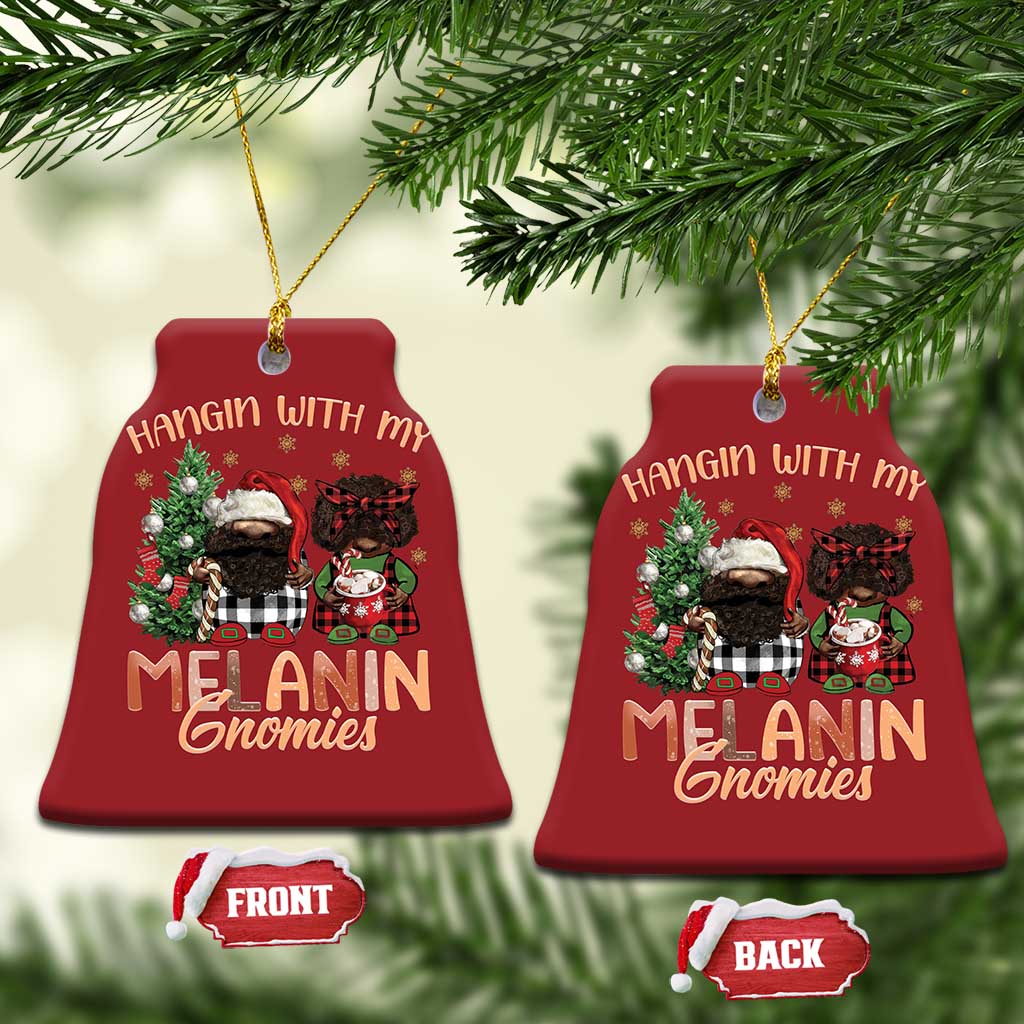 Funny African American Xmas Christmas Ornament Hangin With My Melanin Gnomies Afro Gnomes TS11