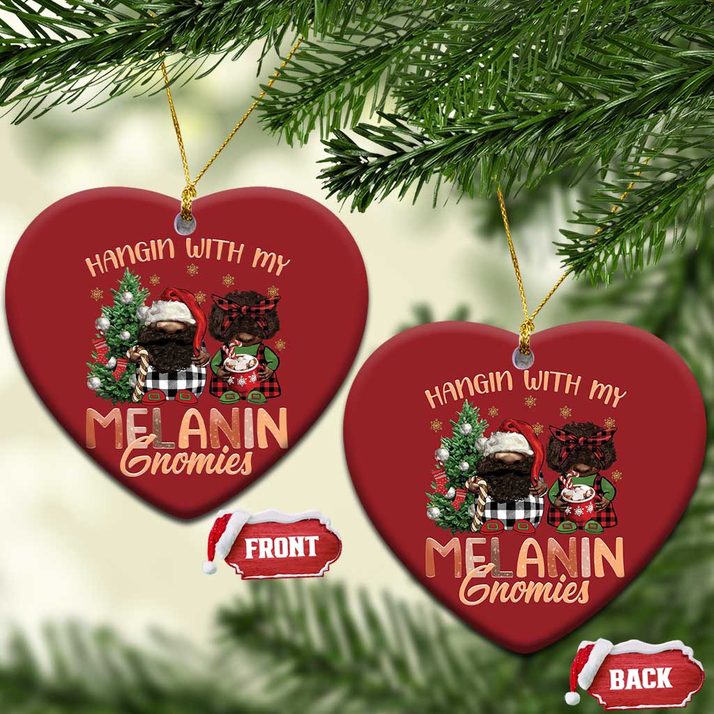 Funny African American Xmas Christmas Ornament Hangin With My Melanin Gnomies Afro Gnomes TS11