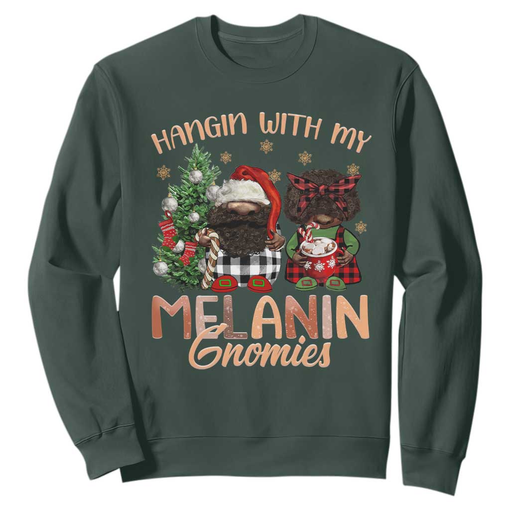 Funny Christmas African American Sweatshirt Hangin With My Melanin Gnomies Afro Gnomes TS11