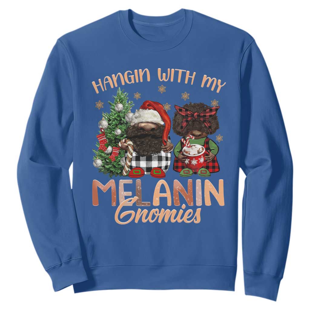Funny Christmas African American Sweatshirt Hangin With My Melanin Gnomies Afro Gnomes TS11