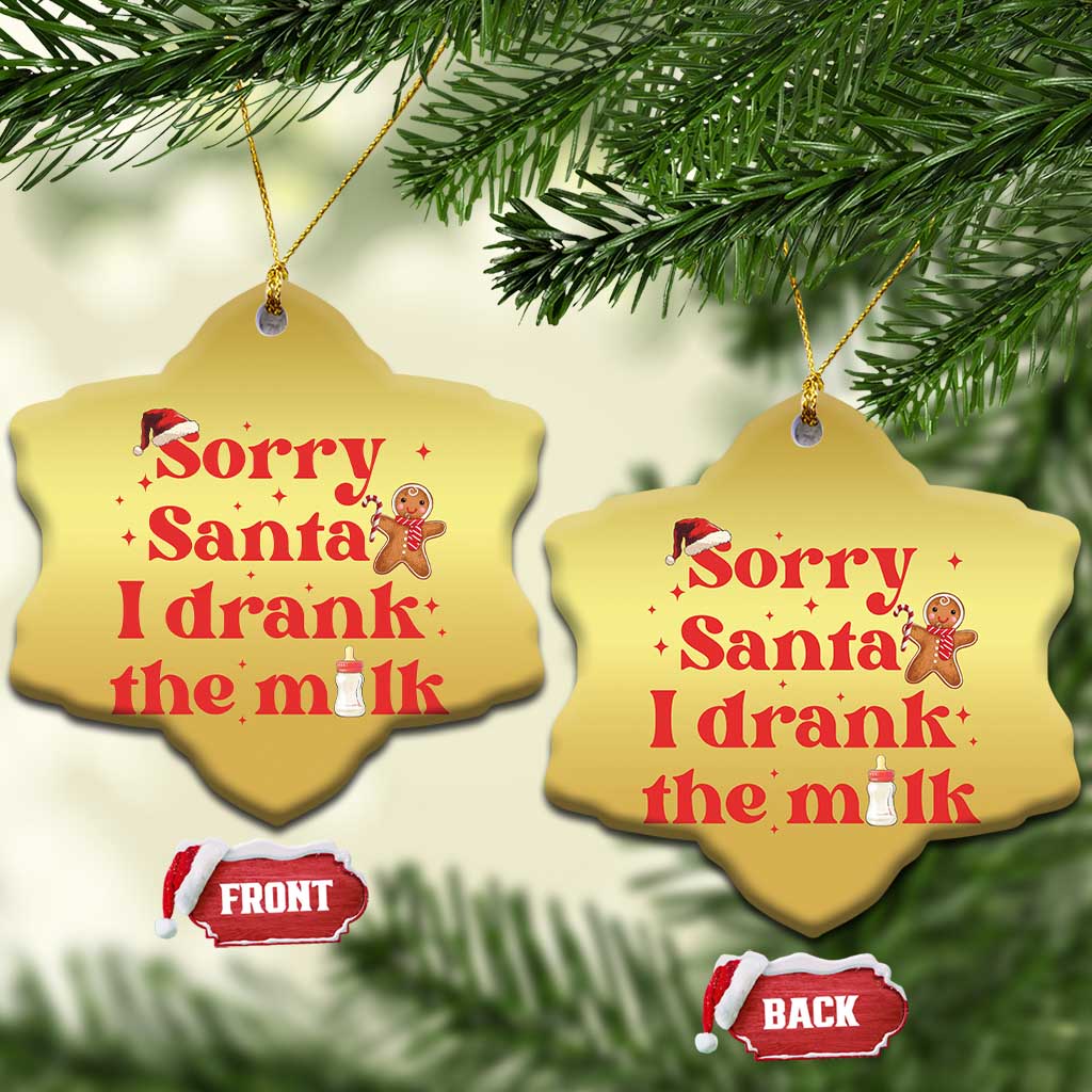 Funny First Xmas Christmas Ornament Sorry Santa I Drank The Milk Gingerbread TS11