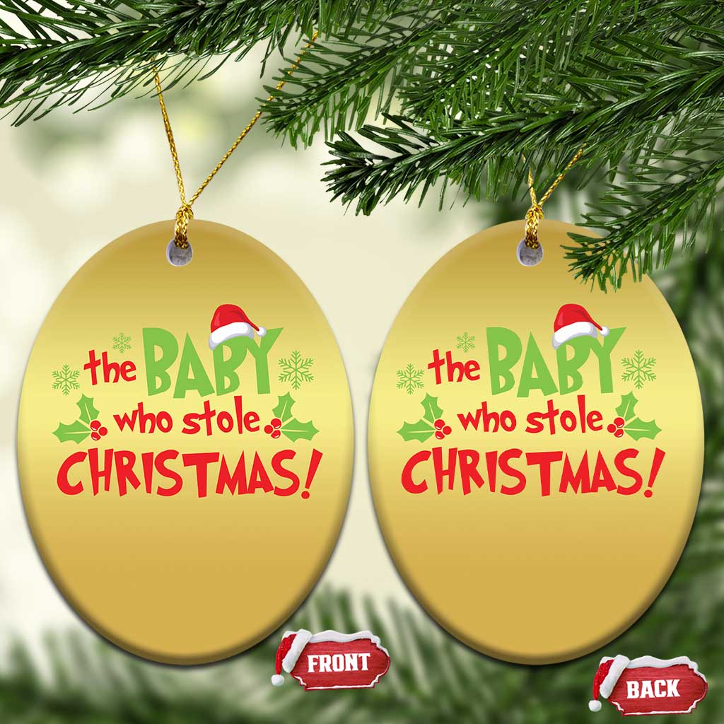 Funny The Baby Who Stole Xmas Christmas Ornament First Xmas Santa Hat Mistletoe TS11