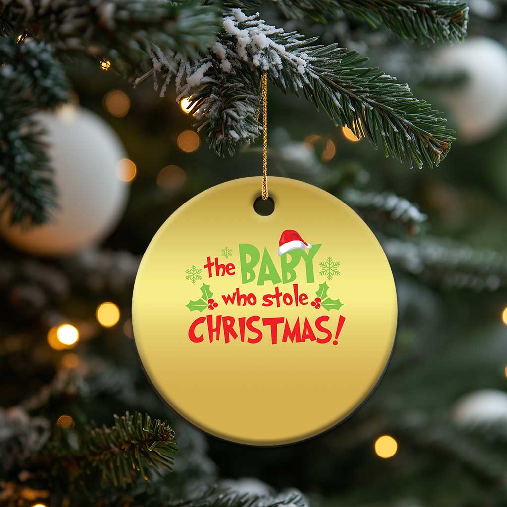 Funny The Baby Who Stole Xmas Christmas Ornament First Xmas Santa Hat Mistletoe TS11