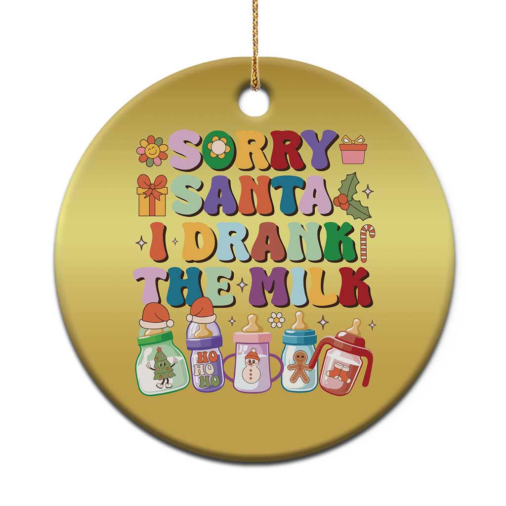 Funny First Xmas Christmas Ornament Sorry Santa I Drank The Milk Retro Baby Bottle TS11