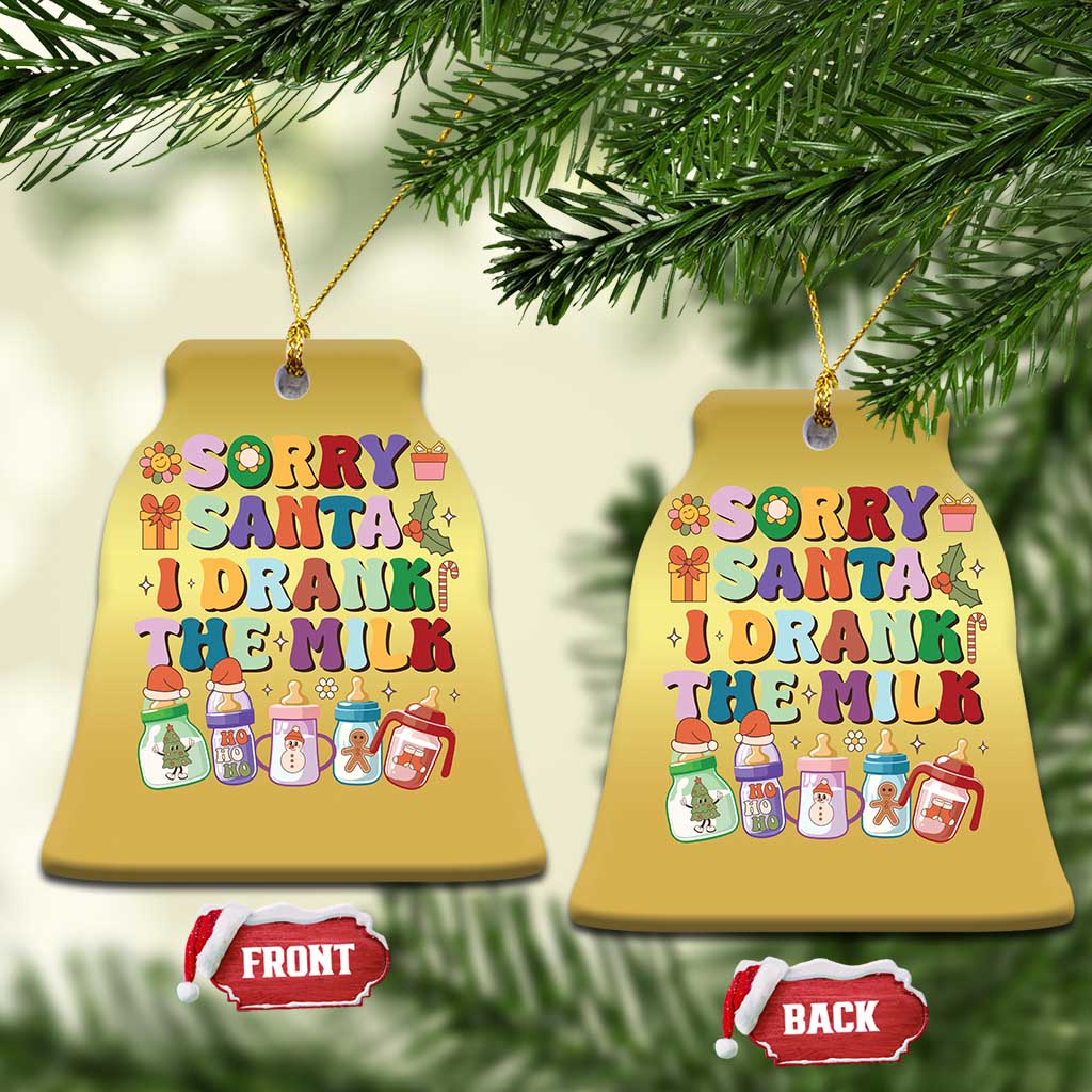 Funny First Xmas Christmas Ornament Sorry Santa I Drank The Milk Retro Baby Bottle TS11
