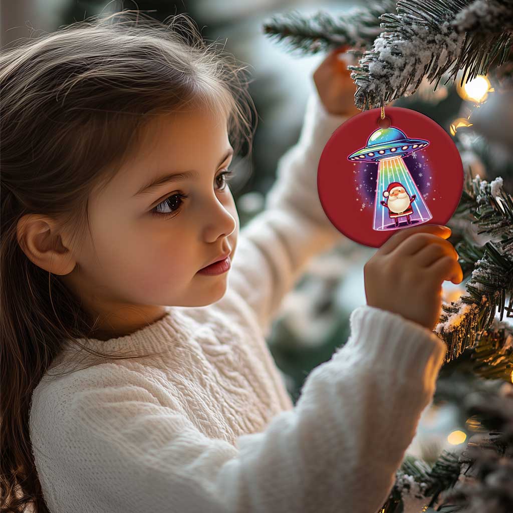 Funny Xmas Santa Alien Neon UFO Christmas Ornament TS11