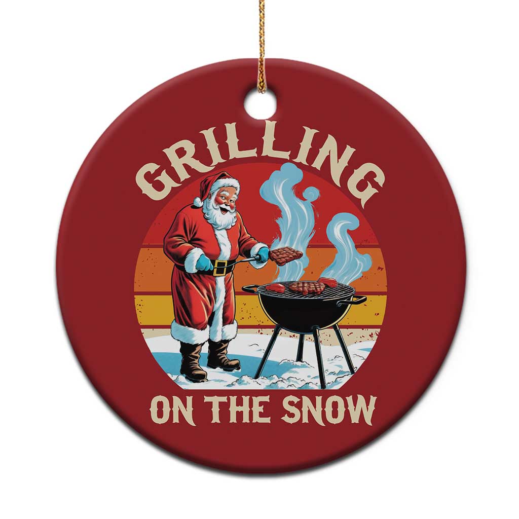 Funny Xmas Grilling Santa Christmas Ornament Grilling On The Snow TS11