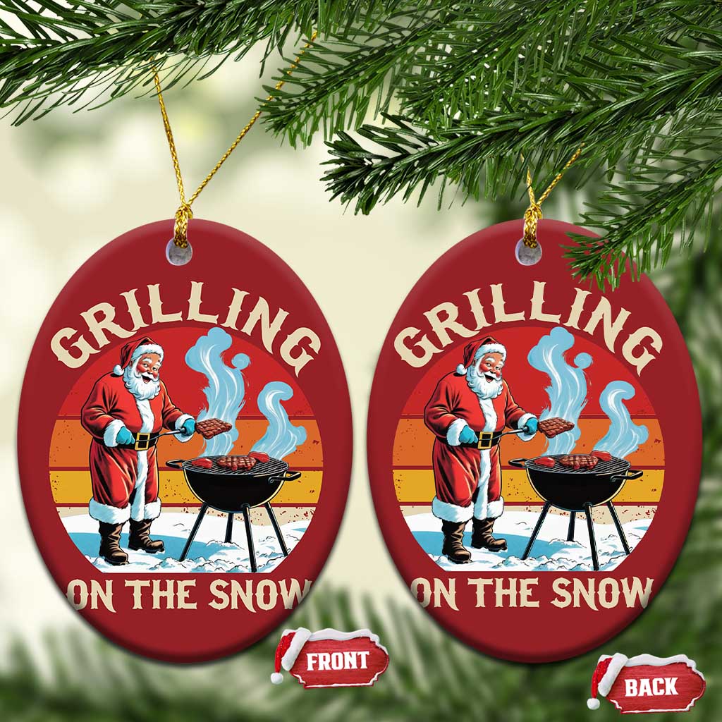 Funny Xmas Grilling Santa Christmas Ornament Grilling On The Snow TS11