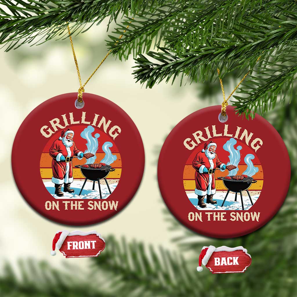 Funny Xmas Grilling Santa Christmas Ornament Grilling On The Snow TS11