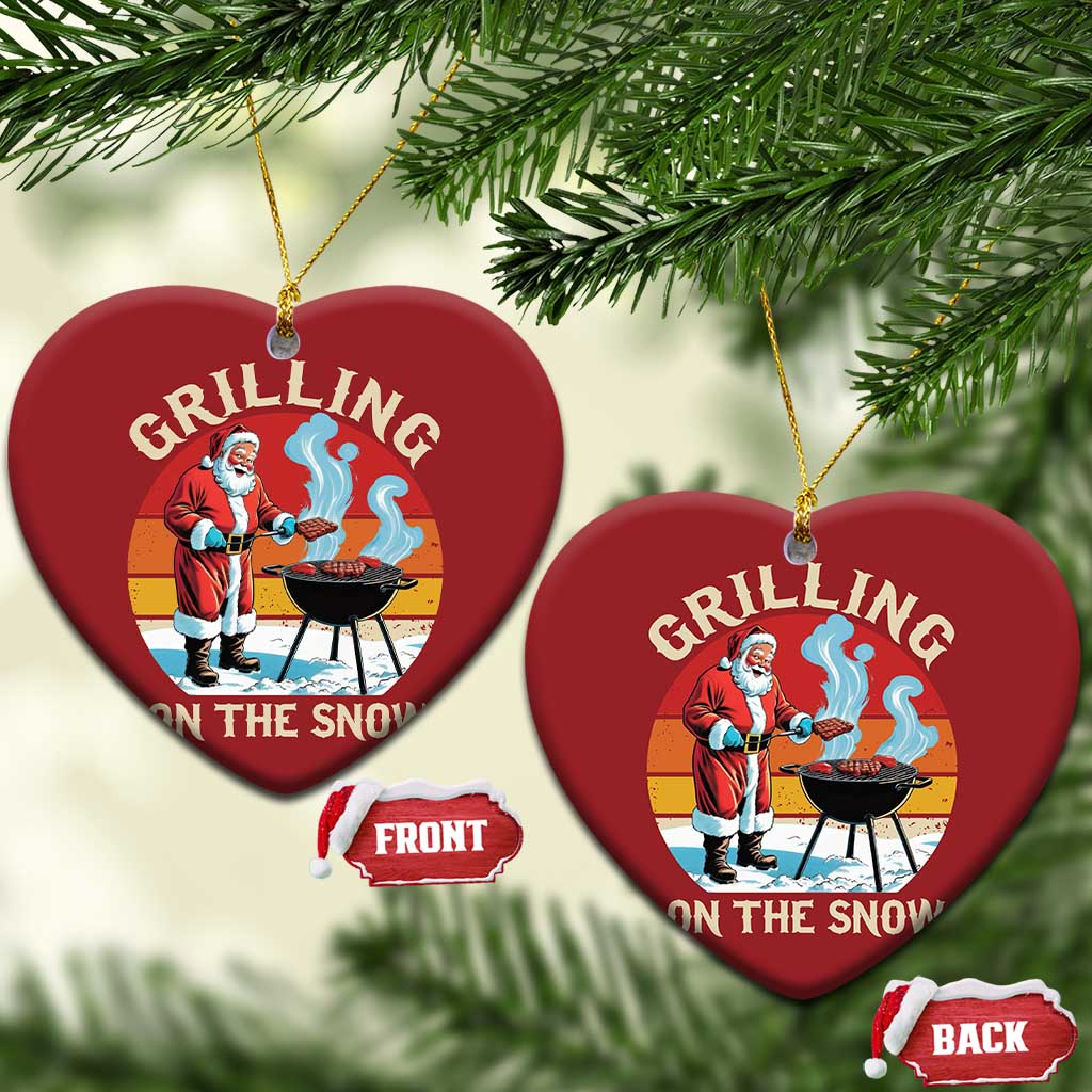Funny Xmas Grilling Santa Christmas Ornament Grilling On The Snow TS11