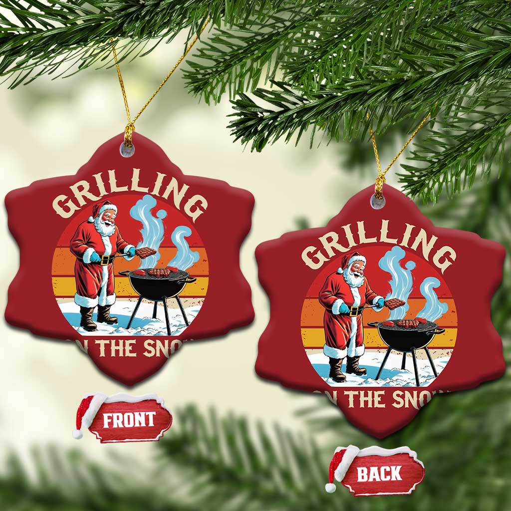 Funny Xmas Grilling Santa Christmas Ornament Grilling On The Snow TS11