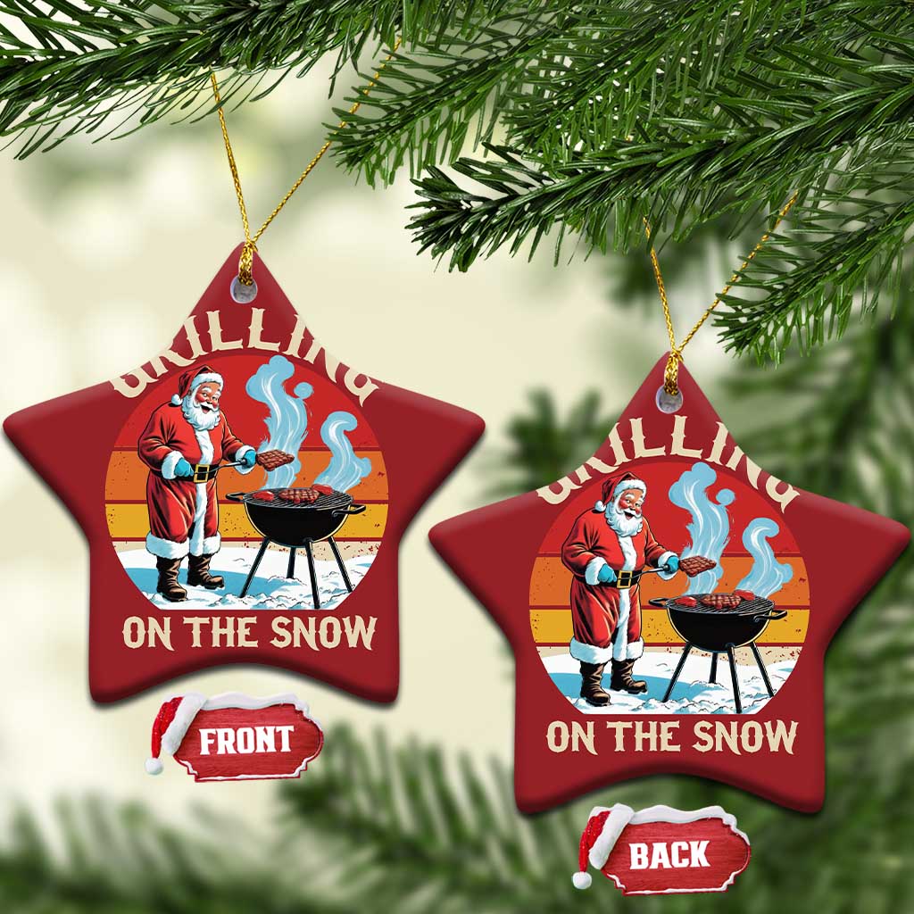 Funny Xmas Grilling Santa Christmas Ornament Grilling On The Snow TS11