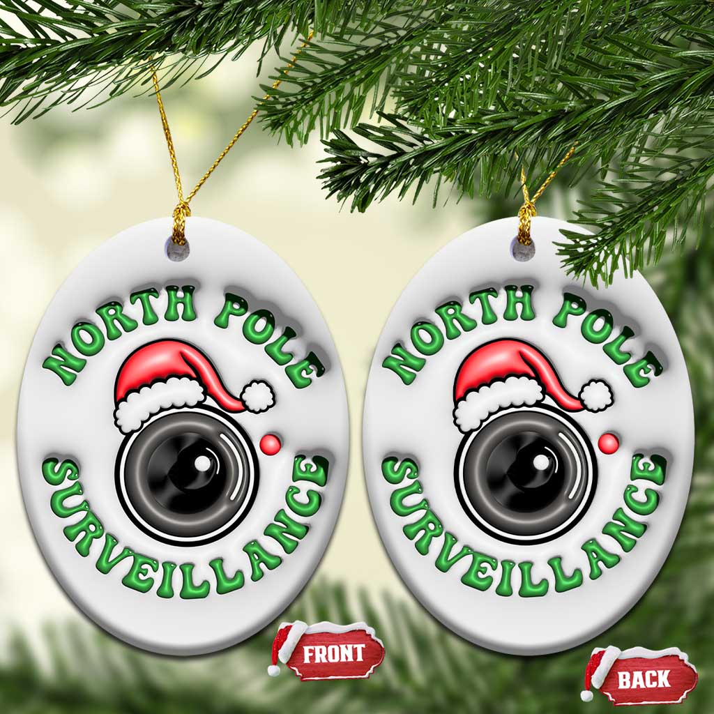 Funny Xmas 3D Inflated Effect Printed Christmas Ornament North Pole Surveillance Santa Camera TS11