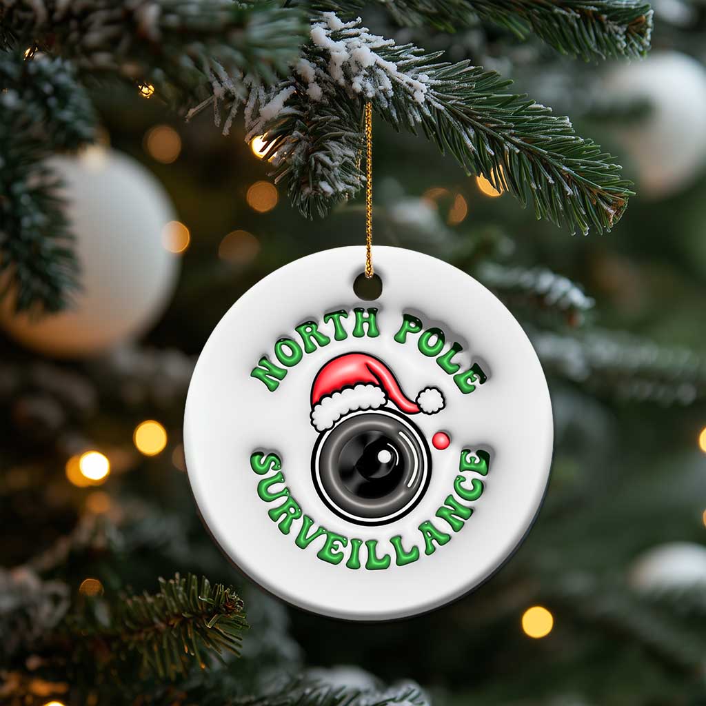 Funny Xmas 3D Inflated Effect Printed Christmas Ornament North Pole Surveillance Santa Camera TS11