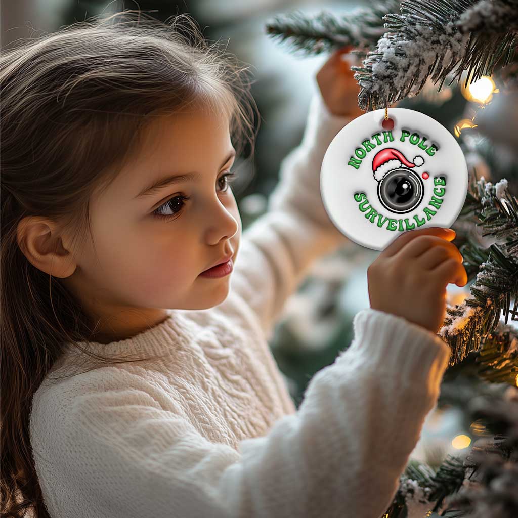 Funny Xmas 3D Inflated Effect Printed Christmas Ornament North Pole Surveillance Santa Camera TS11