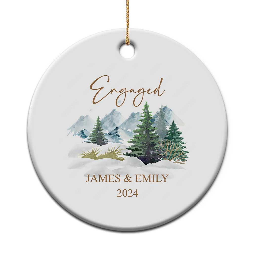 Personalized Engaged 2024 Christmas Ornament Custom Name Mr & Mrs Engagement Snow Forest TS11