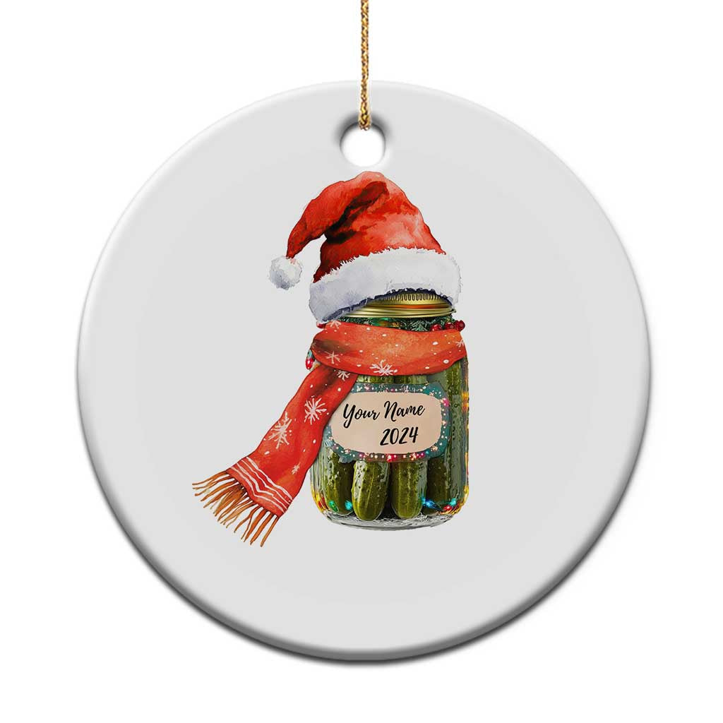 Personalized Xmas Pickle 2024 Christmas Ornament Custom Name Pickle Jar Santa Hat TS11