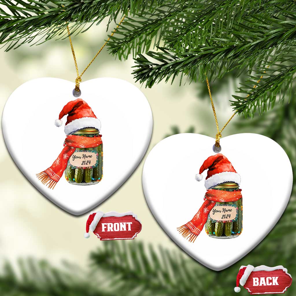 Personalized Xmas Pickle 2024 Christmas Ornament Custom Name Pickle Jar Santa Hat TS11