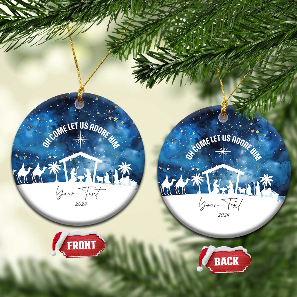Personalized Christian Xmas 2024 Christmas Ornament Custom Text Oh Come Let Us Adore Him TS11
