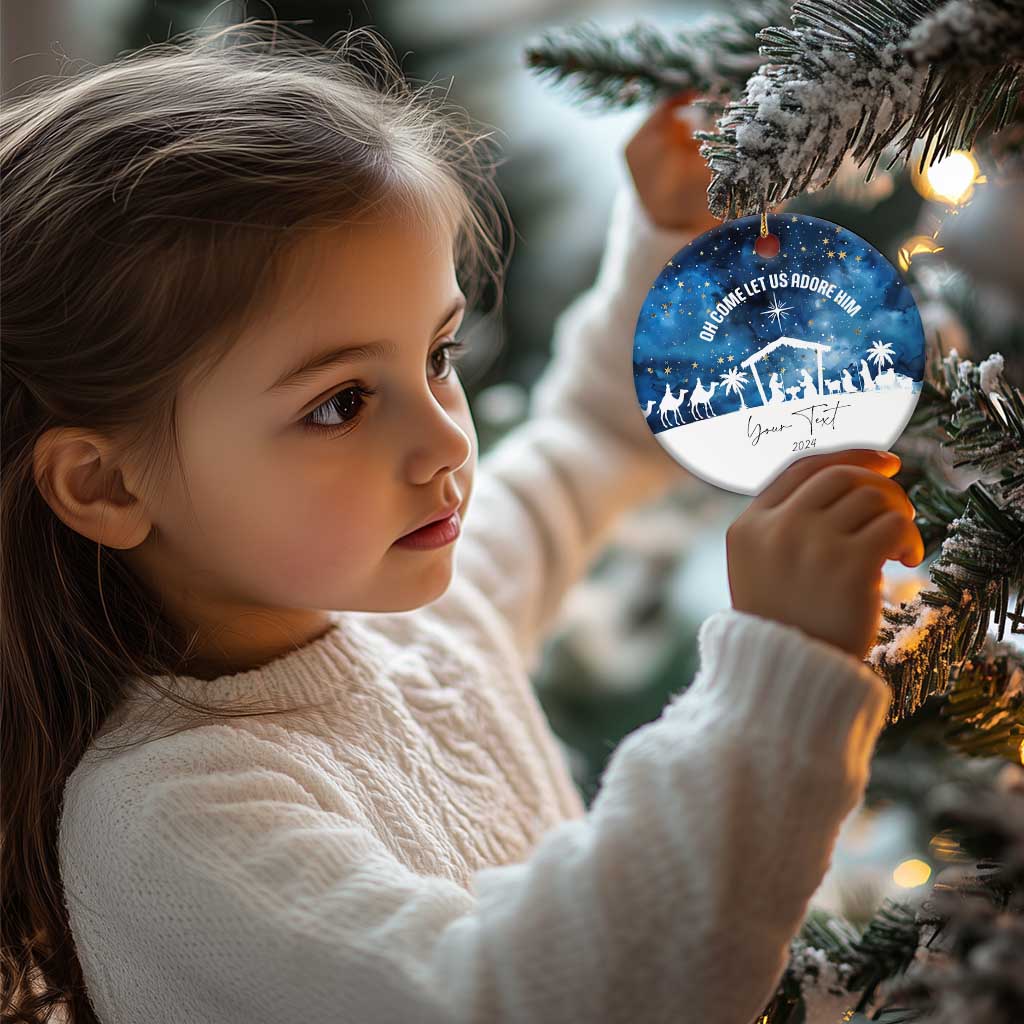 Personalized Christian Xmas 2024 Christmas Ornament Custom Text Oh Come Let Us Adore Him TS11