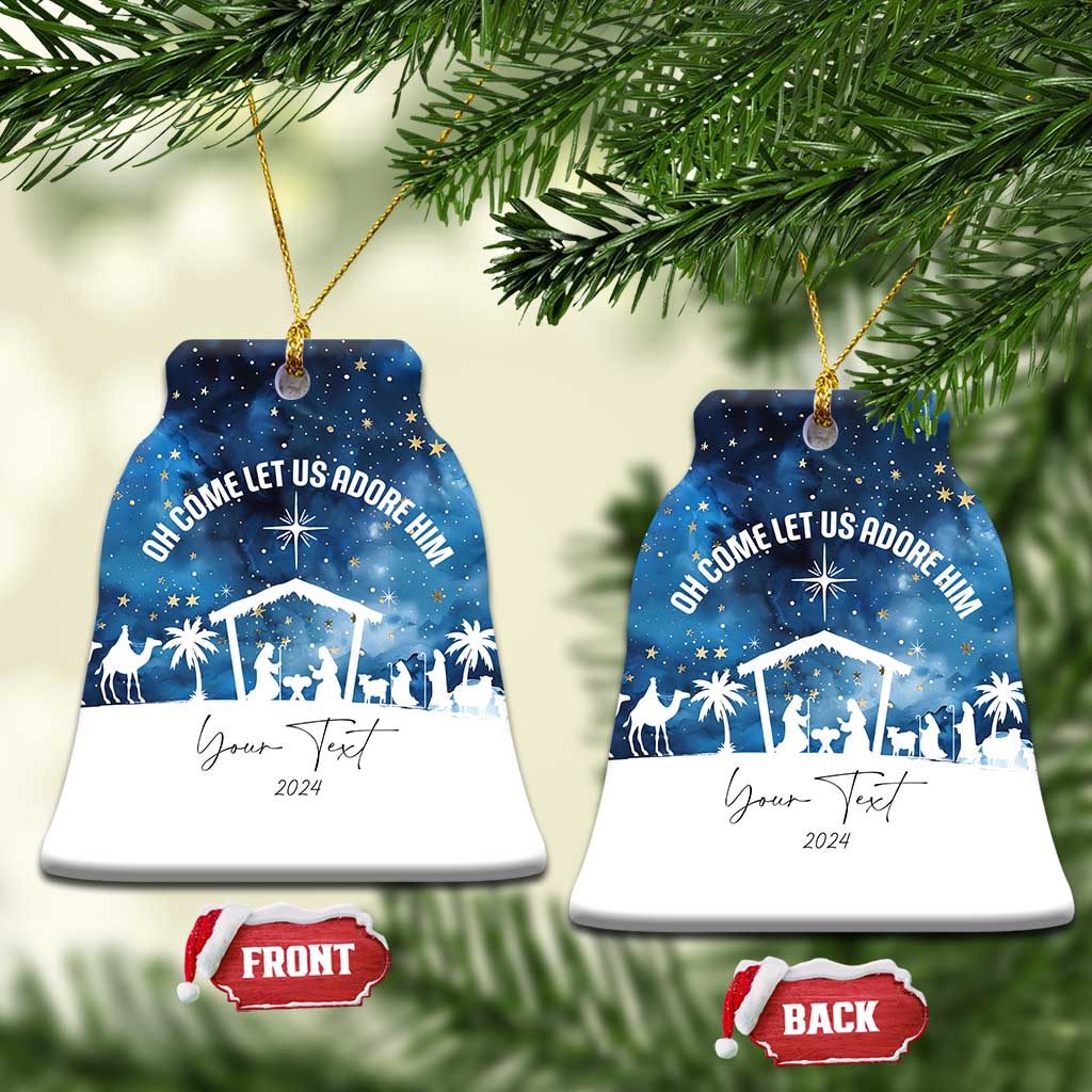 Personalized Christian Xmas 2024 Christmas Ornament Custom Text Oh Come Let Us Adore Him TS11